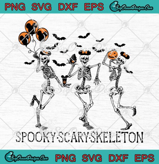 Spooky Scary Skeleton SVG, Happy Halloween SVG, Dancing Skeleton SVG PNG EPS DXF PDF, Cricut File