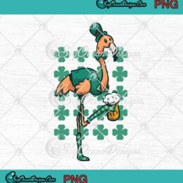 St. Patrick's Day Flamingo With Beer PNG, Shamrock Leprechaun Irish Funny PNG JPG, Digital Download