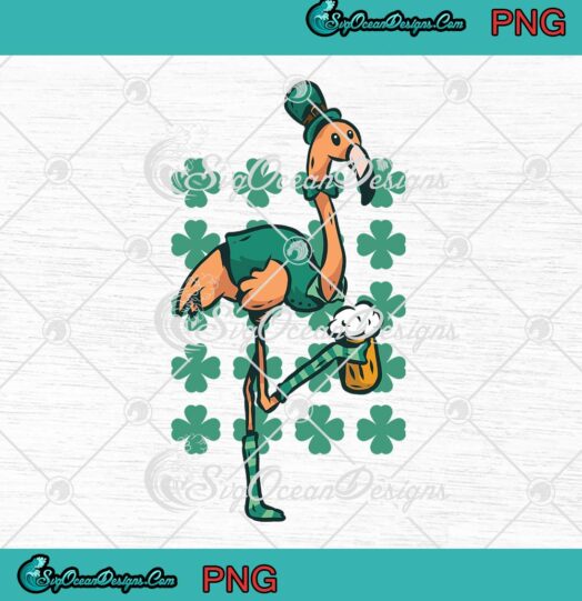St. Patrick's Day Flamingo With Beer PNG, Shamrock Leprechaun Irish Funny PNG JPG, Digital Download