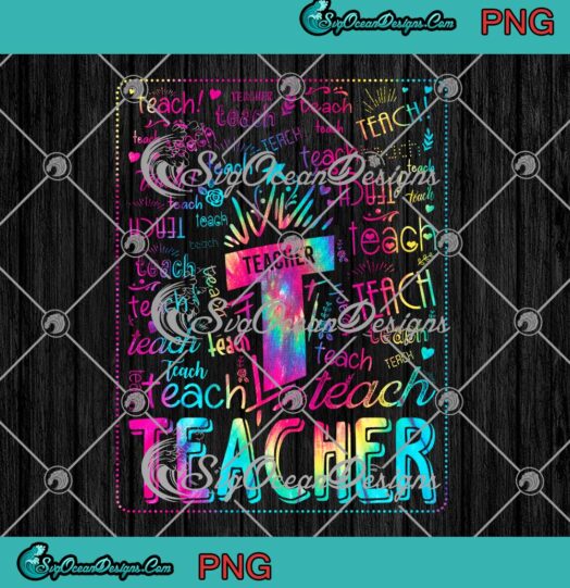 Tie Dye Teacher Typography Word Art PNG, Cute Gift For Teacher Students ...