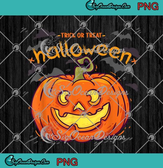 Trick Or Treat Halloween Pumpkin PNG, Spooky Halloween Kids PNG JPG, Digital Download