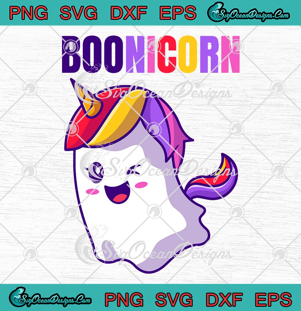 Boonicorn Halloween Trick Or Treat SVG, Cute Ghost Unicorn Kids Halloween Outfit SVG PNG EPS DXF PDF, Cricut File