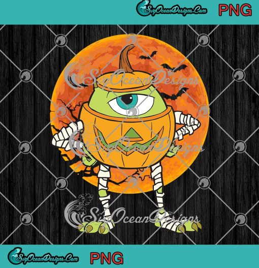 Disney Pixar Mike Wazowski Mummy PNG, Pumpkin Halloween Moon PNG JPG Clipart, Digital Download