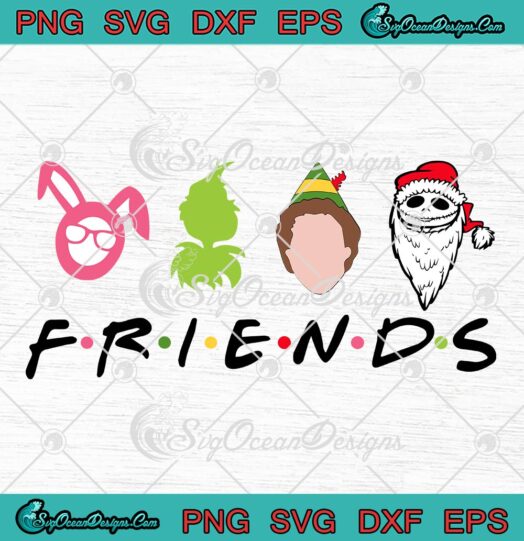 Friends Christmas Characters Face SVG, Friends Christmas Holiday Xmas SVG PNG EPS DXF PDF, Cricut File