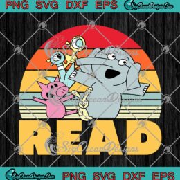 Funny Teacher Library Read Book SVG, Club Piggie Elephant Pigeons Vintage SVG PNG EPS DXF PDF, Cricut File