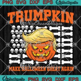 Funny Trumpkin Make Halloween Great Again SVG, Trump Jack O' Lantern Halloween SVG PNG EPS DXF PDF, Cricut File