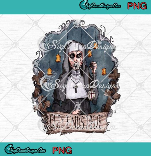 God Ends Here The Nun PNG JPG, Spooky Night Halloween 2022 PNG JPG Clipart