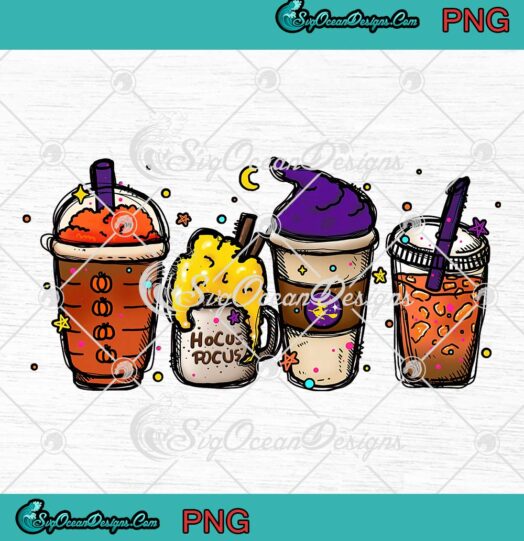 Halloween Hocus Pocus Coffee Latte PNG, Iced Coffee Sanderson Sisters PNG JPG Clipart, Digital Download