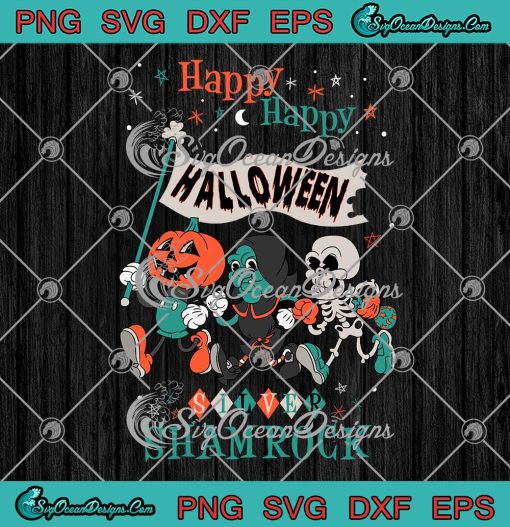 Happy Halloween Vintage Cartoon SVG, Silver Shamrock SVG, Creepy Cute Pumpkin SVG PNG EPS DXF PDF, Cricut File