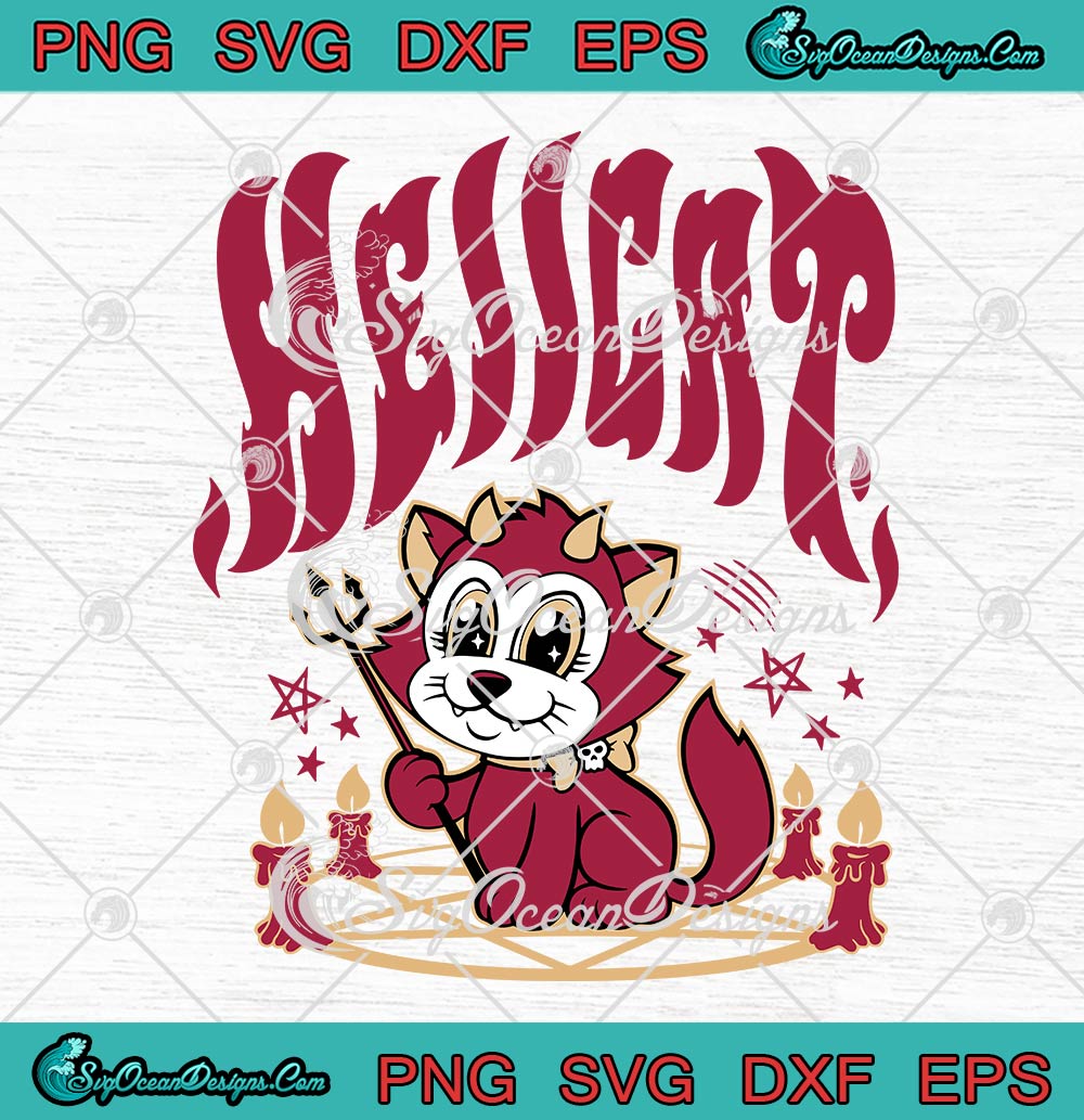 Hellcat Cartoon Kawaii Devil SVG PNG, Chonky Cat SVG, Witchcraft SVG PNG EPS DXF PDF, Cricut File