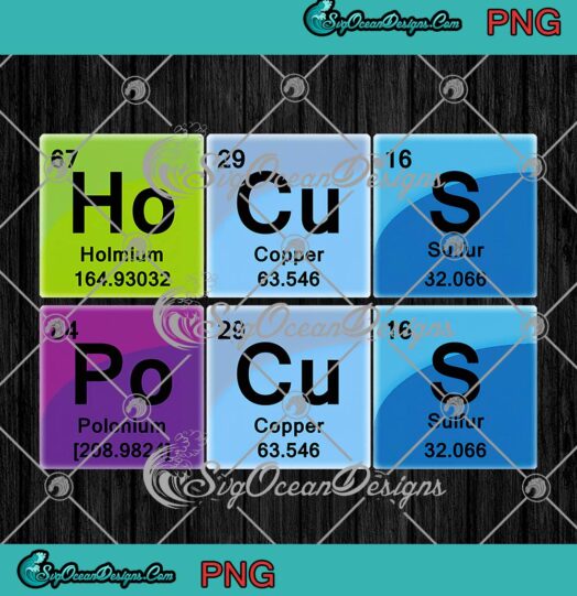 Hocus Pocus Periodic Table Elements PNG, Chemical Halloween PNG JPG Clipart, Digital Download