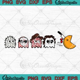 Horror Characters Chibi Pacman Game SVG, Killing Scary Halloween SVG PNG EPS DXF PDF, Cricut File
