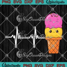 Ice Cream Cone Heartbeat SVG PNG, Cute Kids Gift Ice Cream Candy SVG