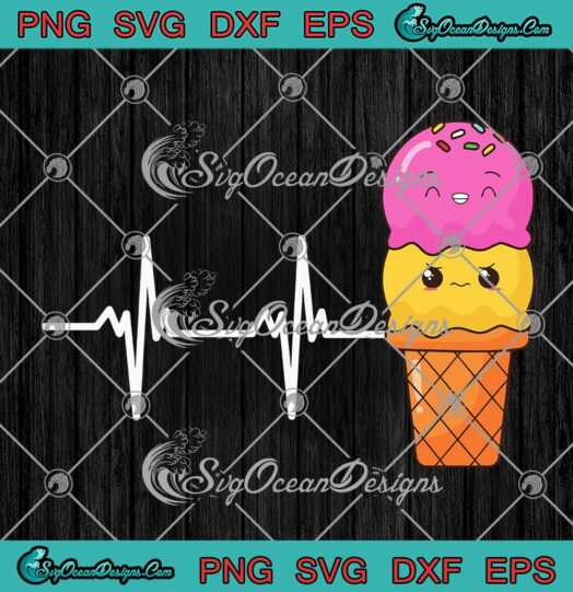 Ice Cream Cone Heartbeat SVG PNG, Cute Kids Gift Ice Cream Candy SVG PNG EPS DXF PDF, Cricut File