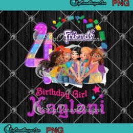 Lego Friends Birthday Girl Kaylani PNG, 4th Birthday Custom Name PNG, Birthday Gift PNG JPG Clipart, Digital Download