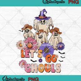 Let's Go Ghouls Boo Witches Retro PNG, Spooky Ghost Halloween Vintage PNG JPG Clipart, Digital Download