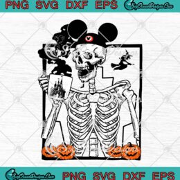 Mickey Skeleton Drinking Hot Coffee SVG, Pumpkin Disney Halloween SVG PNG EPS DXF PDF, Cricut File
