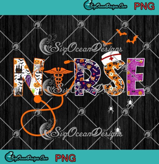 Nurse Halloween Ghost Pumpkin PNG JPG, Stethoscope Spooky Nursing Gift PNG JPG Clipart, Digital Download