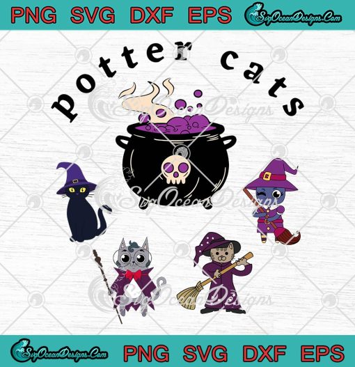 Potter Cats Harry Potter Cat SVG, Witches Spooky SVG, Gift For Halloween SVG PNG EPS DXF PDF, Cricut File