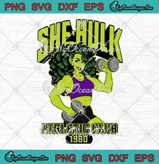 She-Hulk Athletic Club 1980 Colorful SVG, Marvel Superhero SVG, Marvel TV Series SVG PNG EPS DXF PDF, Cricut File