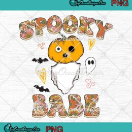 Spooky Babe Retro Pumpkin Ghost PNG, Spooky Halloween 2022 PNG JPG Clipart, Digital Download