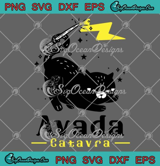 Avada Catavra Funny Cat Halloween SVG, Cute Cat Magic Harry Potter SVG PNG EPS DXF PDF, Cricut File