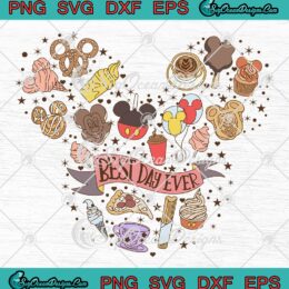 Best Day Ever Disney Snacks SVG PNG, Mickey Ears Mouse Park Snacks Doodle SVG PNG EPS DXF PDF, Cricut File