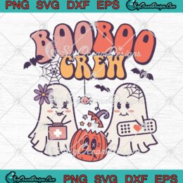Boo Boo Crew Boo Ghost Retro SVG PNG, Cute Groovy Halloween Gift SVG PNG EPS DXF PDF, Cricut File