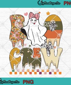 Boo Crew Retro Cute Ghost Flowers PNG, Hippie Halloween 2022 PNG JPG Clipart, Digital Download
