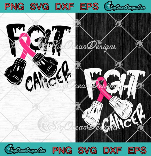 Fight Cancer Ribbon Boxing SVG, Breast Cancer Awareness SVG, Cancer Survivor SVG PNG EPS DXF PDF, Cricut File