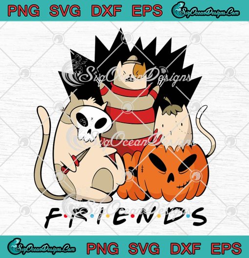 Friends Scary Halloween Cats Squad SVG, Pumpkin Spooky Halloween Season SVG PNG EPS DXF PDF, Cricut File