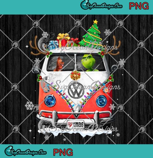 Grinch And Dog Driving Hippie Car PNG, Christmas Holiday PNG, Xmas Gift PNG JPG Clipart, Digital Download