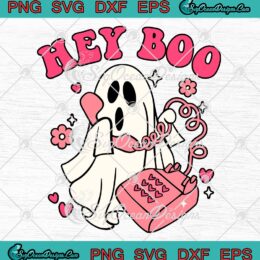 Hey Boo Funny Halloween Outfit SVG, Spooky Season Scary Ghost SVG PNG EPS DXF PDF, Cricut File