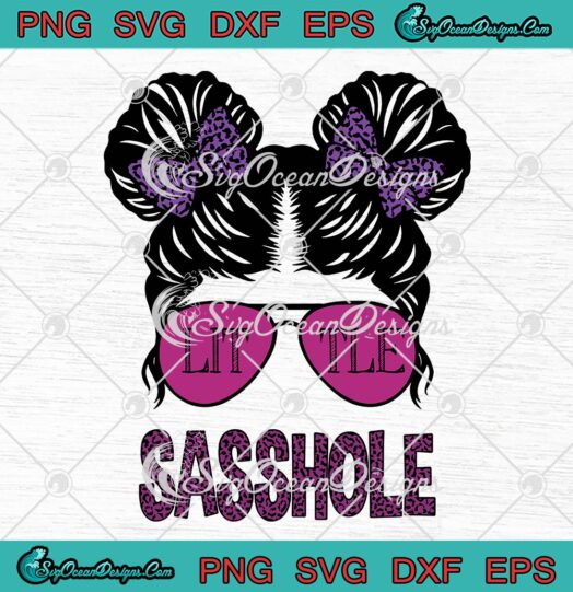 Little Sasshole Girl Pom Buns SVG, Purple Leopard Cute Gift SVG PNG EPS DXF PDF, Cricut File