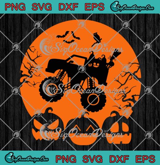 Monster Truck Halloween Moon SVG, Truck Or Treat Halloween Funny SVG PNG EPS DXF PDF, Cricut File