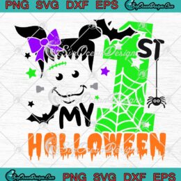 My 1st Halloween Frankenstein Baby Girl SVG, Cute Halloween Gift For Girls SVG PNG EPS DXF PDF, Cricut File