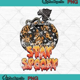 Pumpkin Leopard Stay Spooky Ghost PNG, Retro Gift For Halloween PNG JPG Clipart, Digital Download