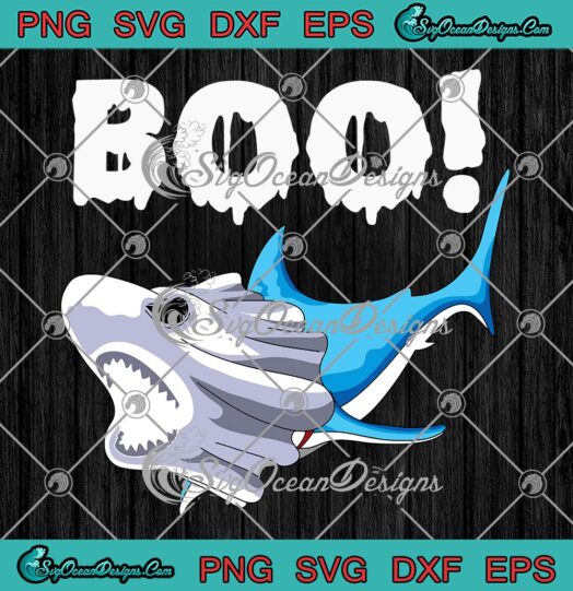 Shark Halloween Boo Spooky Ghost SVG Costume Boys Kids Funny SVG PNG EPS DXF PDF Cricut File