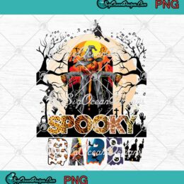 Spooky Babe Retro With Pumpkin Scarecrow PNG, Spooky Halloween Night PNG JPG Clipart, Digital Download