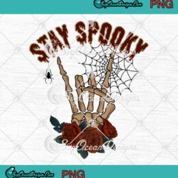 Stay Spooky Skeleton Hand With Red Roses PNG, Spooky Season Halloween PNG JPG Clipart, Digital Download