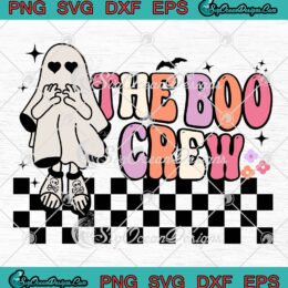 The Boo Crew Retro Ghost Halloween SVG, Funny Groovy Halloween SVG PNG EPS DXF PDF, Cricut File