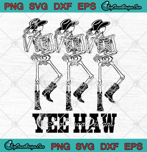 Yeehaw Howdy Western Halloween SVG, Retro Dancing Skeleton Cowboy SVG ...