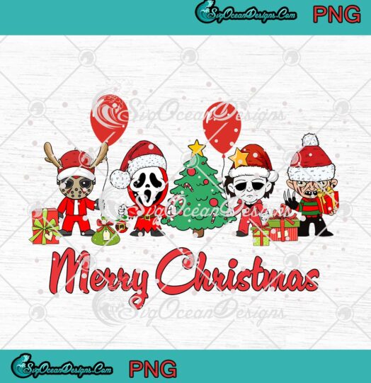 Chibi Horror Characters Santa PNG, Merry Christmas PNG, Cute Xmas Gift PNG JPG Clipart, Digital Download
