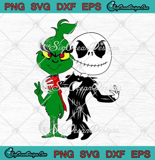Christmas Jack Skellington And Grinch SVG, Halloween Christmas Gift SVG PNG EPS DXF PDF, Cricut File