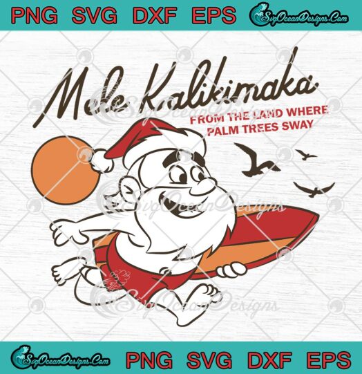 Cute Mele Kalikimaka Christmas SVG, Santa Surfing Costume Vintage SVG PNG EPS DXF PDF, Cricut File