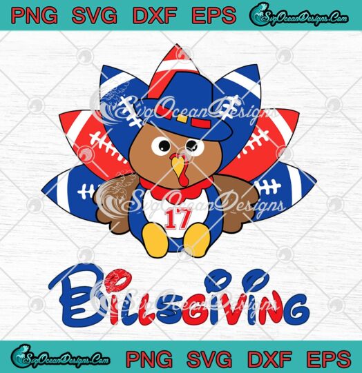 Cute Turkey Football Billsgiving SVG, Funny Buffalo Bills SVG, Happy Thanksgiving SVG PNG EPS DXF PDF, Cricut File