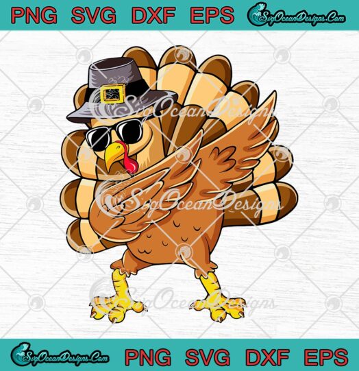 Dabbing Turkey Thanksgiving Day SVG, Pilgrim Boys Girls SVG, Funny Thanksgiving SVG PNG EPS DXF PDF, Cricut File