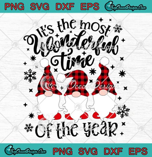 Gnomes It's The Most Wonderful Time Of The Year SVG, Christmas Holiday SVG PNG EPS DXF PDF, Cricut File