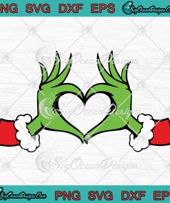 Grinch Hands Heart Symbol Christmas SVG, Grinch's Heart Xmas SVG PNG