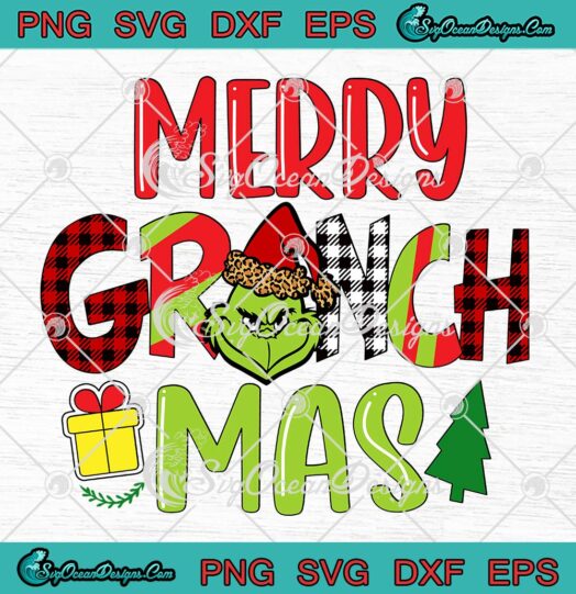 Merry Grinchmas Buffalo Plaid Xmas SVG, Merry Christmas Day SVG PNG EPS DXF PDF, Cricut File